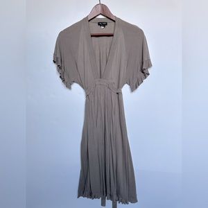 Women’s Spense Impire Waist Taupe Viscose MIdi Dress Size S
